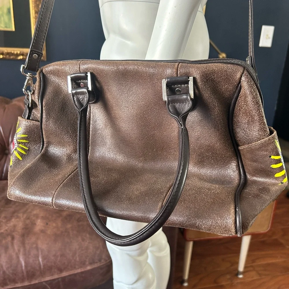 SOLDSOLDSOLD Leather hand painted vintage Piel bag - Picture 9 of 10